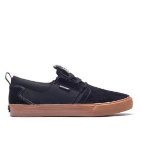 Supra Mens FLOW Low Top Shoes Black/Gum | US-24210